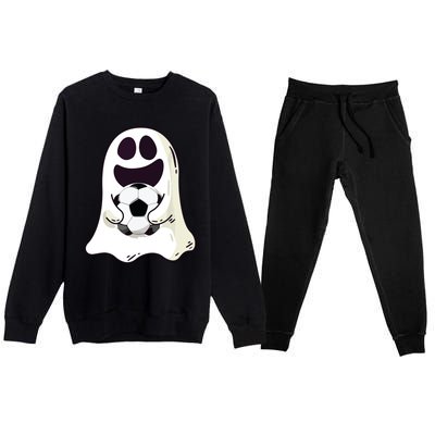 Ghost Soccer Halloween Costume Boy Gift Premium Crewneck Sweatsuit Set