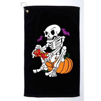 Gamer Skeleton Halloween Gaming Great Gift Platinum Collection Golf Towel