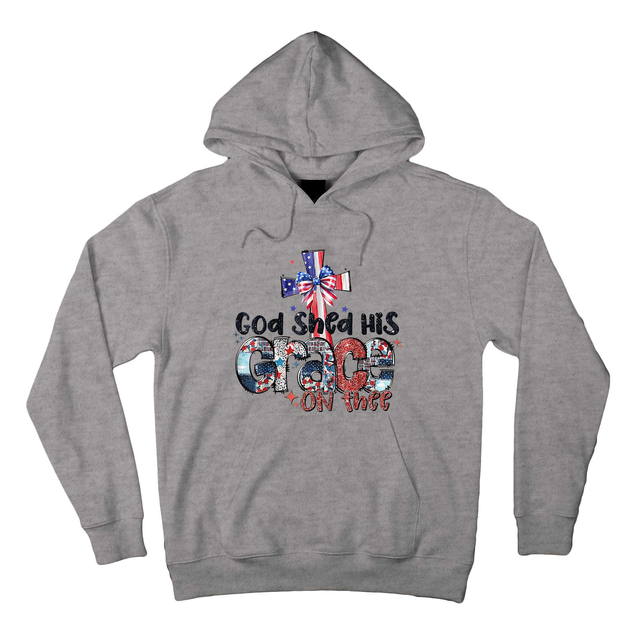 God Shed His Grace On Thee 4th Of July Bible Verse Tall Hoodie