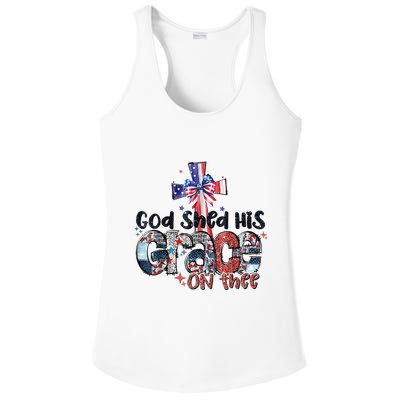 God Shed His Grace On Thee 4th Of July Bible Verse Ladies PosiCharge Competitor Racerback Tank