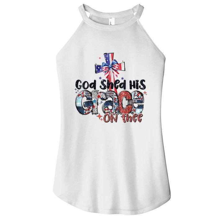 God Shed His Grace On Thee 4th Of July Bible Verse Women's Perfect Tri Rocker Tank