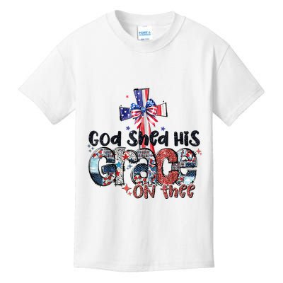 God Shed His Grace On Thee 4th Of July Bible Verse Kids T-Shirt