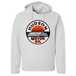 Gas Station Hudson Motor Oil Car Bikes Garage Performance Fleece Hoodie