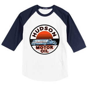 Gas Station Hudson Motor Oil Car Bikes Garage Baseball Sleeve Shirt