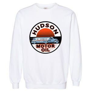 Gas Station Hudson Motor Oil Car Bikes Garage Garment-Dyed Sweatshirt