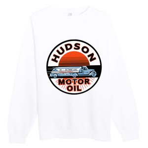 Gas Station Hudson Motor Oil Car Bikes Garage Premium Crewneck Sweatshirt