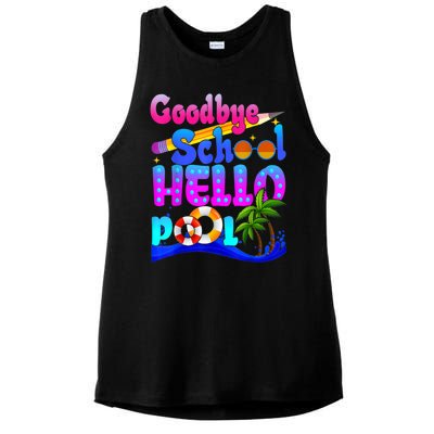 Goodbye School Hello Pool Happy Last Day Of School Ladies PosiCharge Tri-Blend Wicking Tank