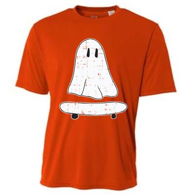 Ghost Skater Halloween Costume Spirit Ghoul SkateboardIng Gift Cooling Performance Crew T-Shirt