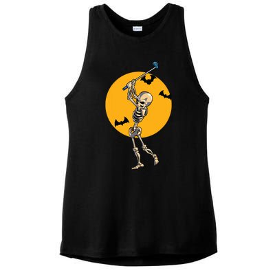 Golfing Skeleton Halloween Golf Halloween Golfer Ladies PosiCharge Tri-Blend Wicking Tank