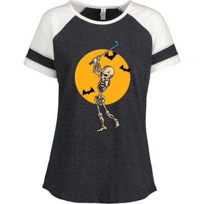 Golfing Skeleton Halloween Golf Halloween Golfer Enza Ladies Jersey Colorblock Tee