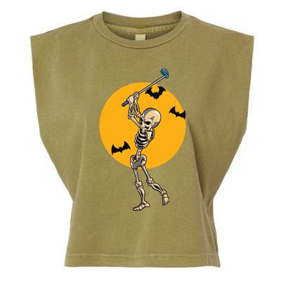 Golfing Skeleton Halloween Golf Halloween Golfer Garment-Dyed Women's Muscle Tee