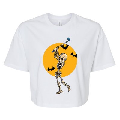 Golfing Skeleton Halloween Golf Halloween Golfer Bella+Canvas Jersey Crop Tee