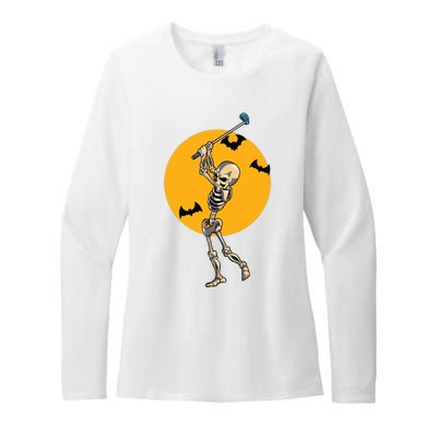 Golfing Skeleton Halloween Golf Halloween Golfer Womens CVC Long Sleeve Shirt