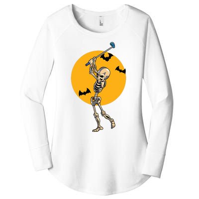 Golfing Skeleton Halloween Golf Halloween Golfer Women's Perfect Tri Tunic Long Sleeve Shirt