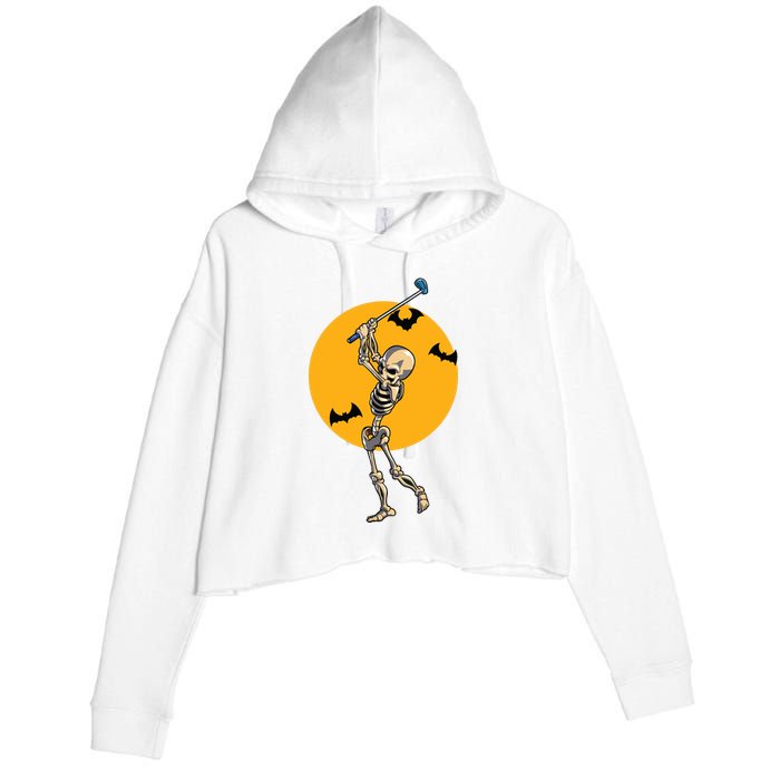 Golfing Skeleton Halloween Golf Halloween Golfer Crop Fleece Hoodie