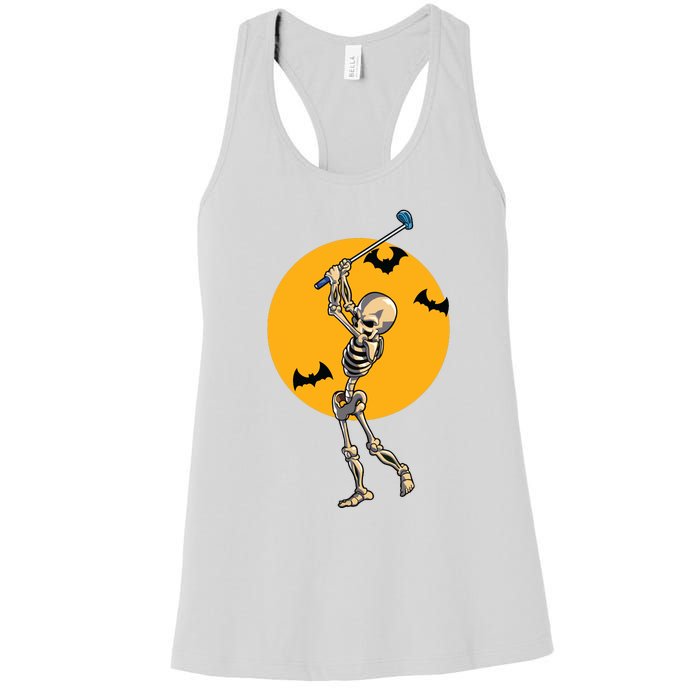 Golfing Skeleton Halloween Golf Halloween Golfer Women's Racerback Tank