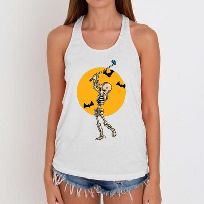 Golfing Skeleton Halloween Golf Halloween Golfer Women's Knotted Racerback Tank