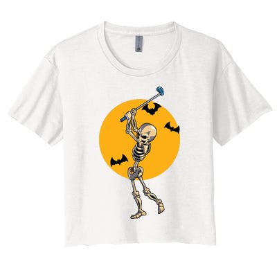 Golfing Skeleton Halloween Golf Halloween Golfer Women's Crop Top Tee