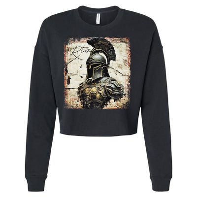 Greek Sparta Helmet Warrior Soldier Spartan Cropped Pullover Crew
