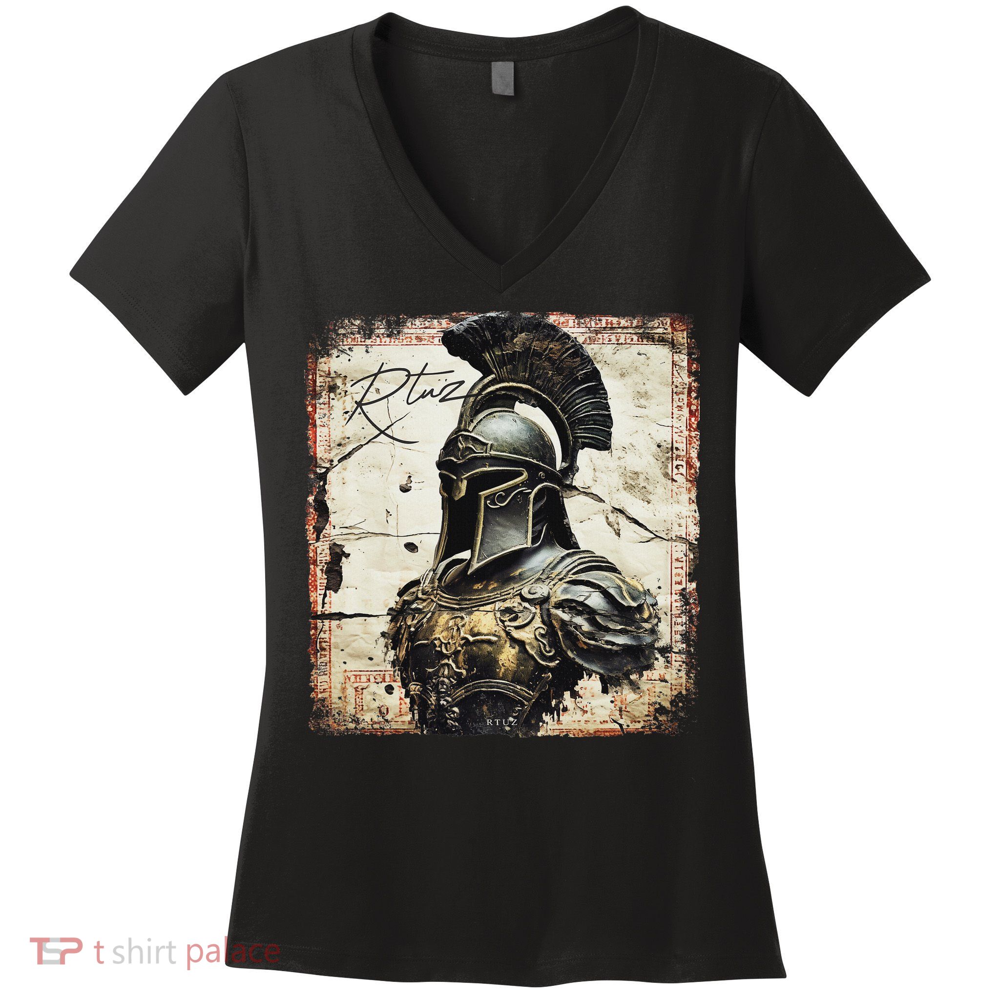 Greek Sparta Helmet Warrior Soldier Spartan Women's V-Neck T-Shirt
