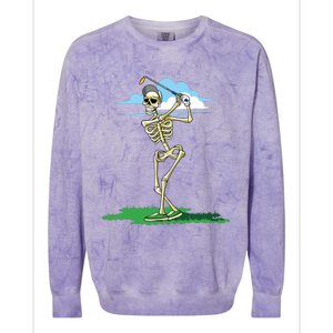 Golfing Skeleton Halloween Golf Halloween Golfer Colorblast Crewneck Sweatshirt