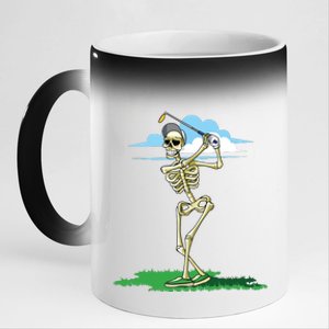 Golfing Skeleton Halloween Golf Halloween Golfer 11oz Black Color Changing Mug