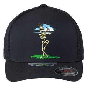 Golfing Skeleton Halloween Golf Halloween Golfer Flexfit Unipanel Trucker Cap