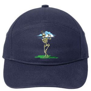 Golfing Skeleton Halloween Golf Halloween Golfer 7-Panel Snapback Hat