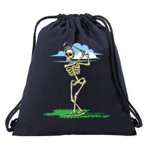 Golfing Skeleton Halloween Golf Halloween Golfer Drawstring Bag