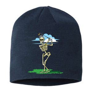 Golfing Skeleton Halloween Golf Halloween Golfer Sustainable Beanie