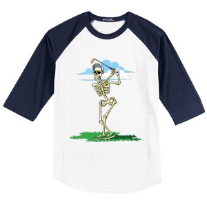 Golfing Skeleton Halloween Golf Halloween Golfer Baseball Sleeve Shirt