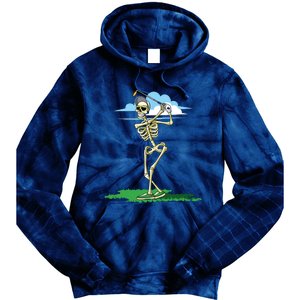 Golfing Skeleton Halloween Golf Halloween Golfer Tie Dye Hoodie