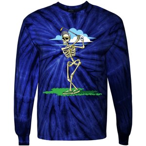 Golfing Skeleton Halloween Golf Halloween Golfer Tie-Dye Long Sleeve Shirt