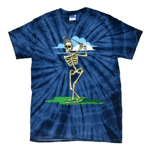 Golfing Skeleton Halloween Golf Halloween Golfer Tie-Dye T-Shirt