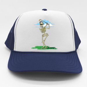 Golfing Skeleton Halloween Golf Halloween Golfer Trucker Hat