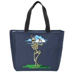 Golfing Skeleton Halloween Golf Halloween Golfer Zip Tote Bag