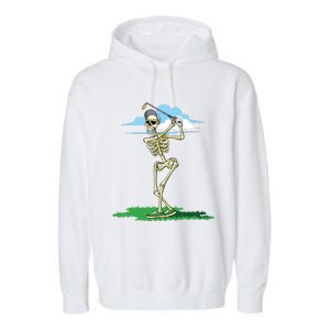 Golfing Skeleton Halloween Golf Halloween Golfer Garment-Dyed Fleece Hoodie