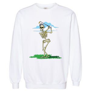 Golfing Skeleton Halloween Golf Halloween Golfer Garment-Dyed Sweatshirt