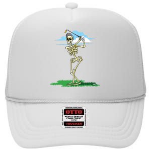 Golfing Skeleton Halloween Golf Halloween Golfer High Crown Mesh Back Trucker Hat