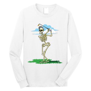 Golfing Skeleton Halloween Golf Halloween Golfer Long Sleeve Shirt