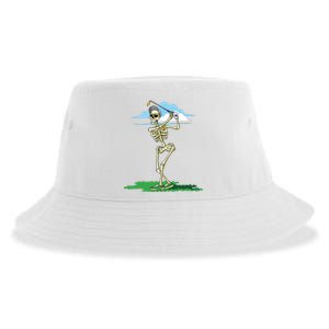 Golfing Skeleton Halloween Golf Halloween Golfer Sustainable Bucket Hat