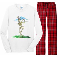 Golfing Skeleton Halloween Golf Halloween Golfer Long Sleeve Pajama Set