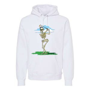 Golfing Skeleton Halloween Golf Halloween Golfer Premium Hoodie