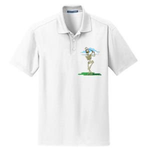 Golfing Skeleton Halloween Golf Halloween Golfer Dry Zone Grid Polo