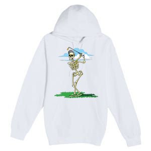 Golfing Skeleton Halloween Golf Halloween Golfer Premium Pullover Hoodie