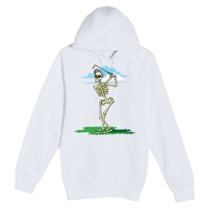 Golfing Skeleton Halloween Golf Halloween Golfer Premium Pullover Hoodie