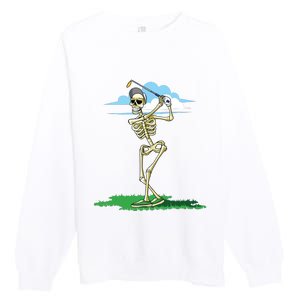 Golfing Skeleton Halloween Golf Halloween Golfer Premium Crewneck Sweatshirt