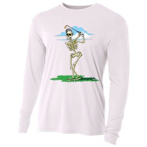 Golfing Skeleton Halloween Golf Halloween Golfer Cooling Performance Long Sleeve Crew