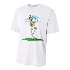 Golfing Skeleton Halloween Golf Halloween Golfer Performance Sprint T-Shirt