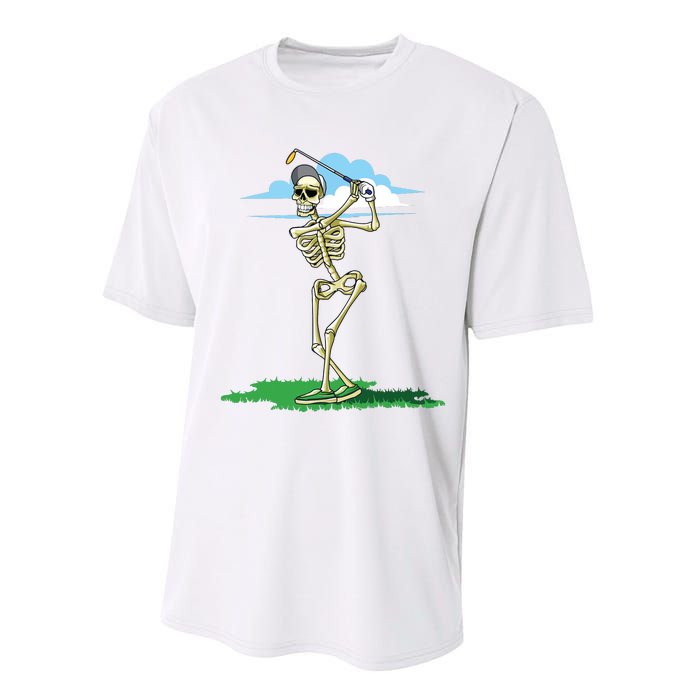 Golfing Skeleton Halloween Golf Halloween Golfer Performance Sprint T-Shirt